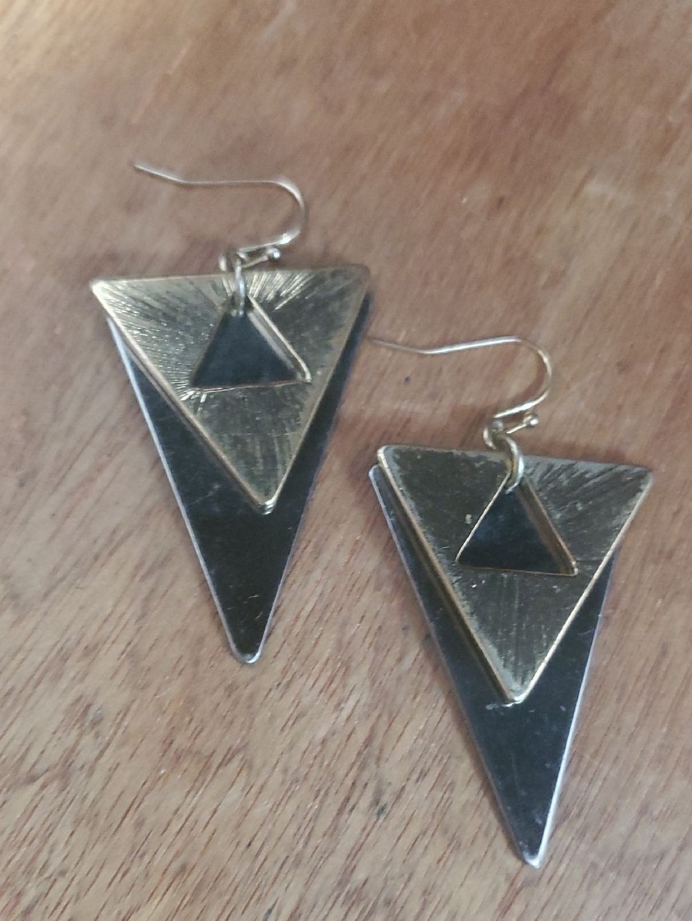 Geometric Gold-Tone Triangle Drop Earrings - D